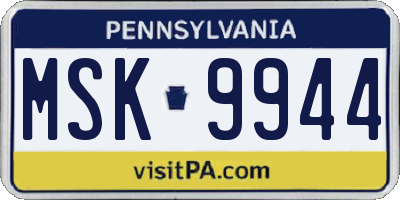 PA license plate MSK9944