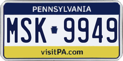 PA license plate MSK9949