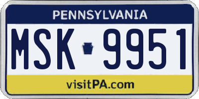 PA license plate MSK9951