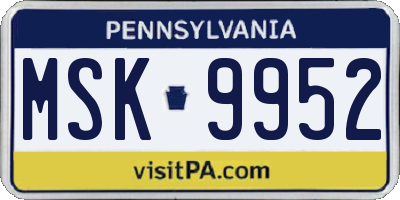 PA license plate MSK9952