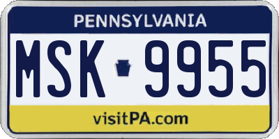 PA license plate MSK9955