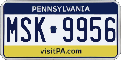 PA license plate MSK9956