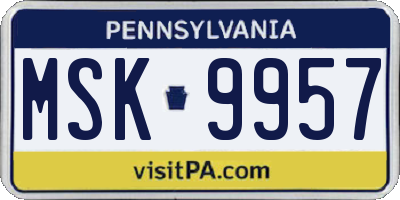 PA license plate MSK9957