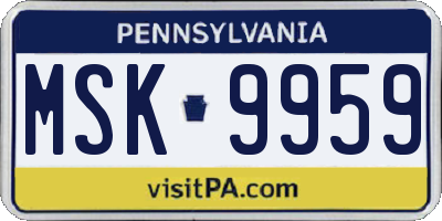 PA license plate MSK9959