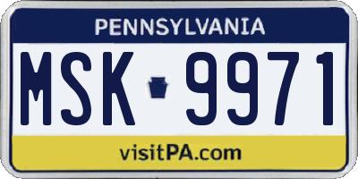 PA license plate MSK9971