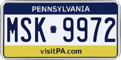 PA license plate MSK9972