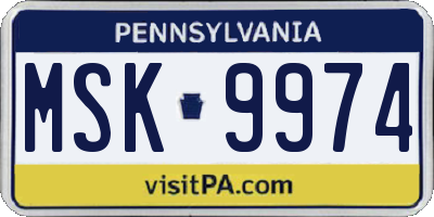 PA license plate MSK9974