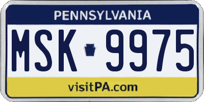 PA license plate MSK9975