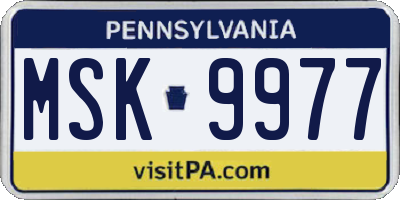 PA license plate MSK9977