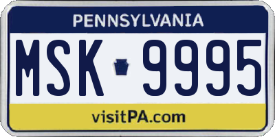 PA license plate MSK9995