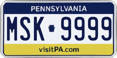 PA license plate MSK9999