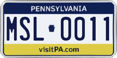 PA license plate MSL0011