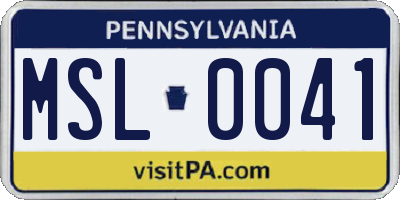 PA license plate MSL0041