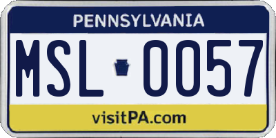 PA license plate MSL0057