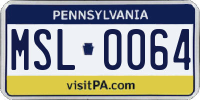 PA license plate MSL0064
