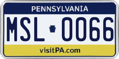 PA license plate MSL0066