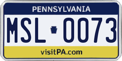 PA license plate MSL0073