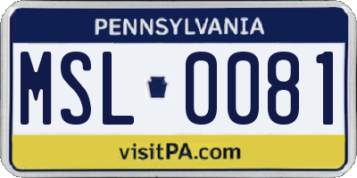 PA license plate MSL0081