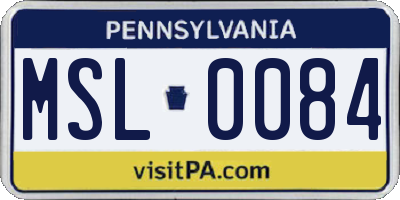 PA license plate MSL0084