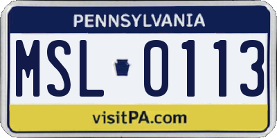 PA license plate MSL0113