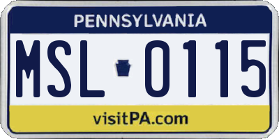 PA license plate MSL0115