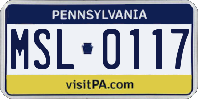 PA license plate MSL0117