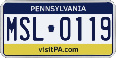 PA license plate MSL0119
