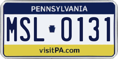 PA license plate MSL0131