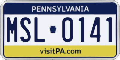 PA license plate MSL0141