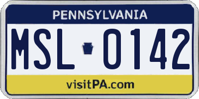 PA license plate MSL0142