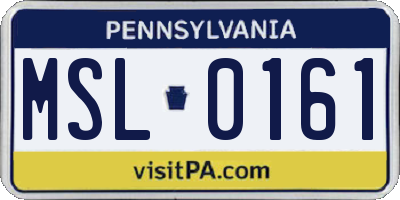 PA license plate MSL0161
