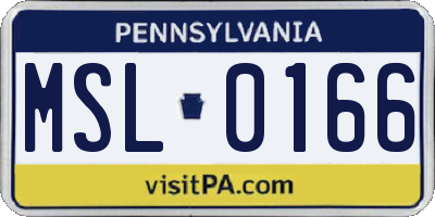 PA license plate MSL0166