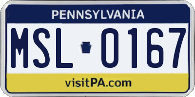 PA license plate MSL0167
