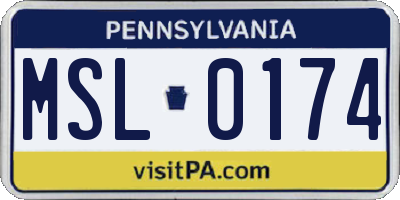 PA license plate MSL0174