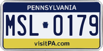 PA license plate MSL0179