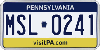 PA license plate MSL0241