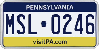 PA license plate MSL0246