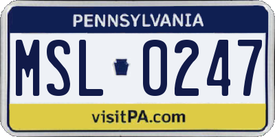 PA license plate MSL0247