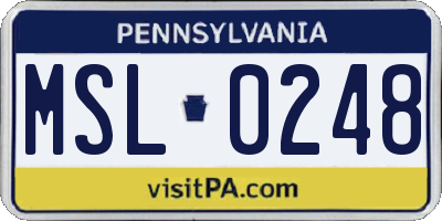 PA license plate MSL0248