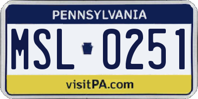 PA license plate MSL0251