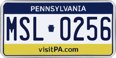 PA license plate MSL0256