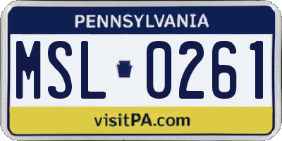 PA license plate MSL0261
