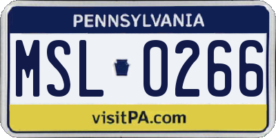 PA license plate MSL0266