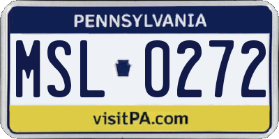 PA license plate MSL0272