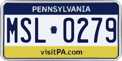PA license plate MSL0279