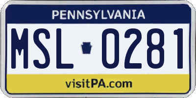 PA license plate MSL0281