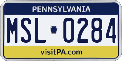 PA license plate MSL0284
