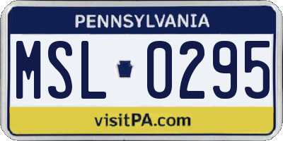 PA license plate MSL0295