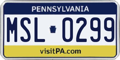 PA license plate MSL0299