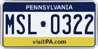 PA license plate MSL0322